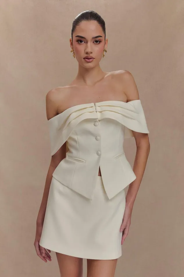 Women Meshki Tops Maxime Suiting Vest 8211 Ivory