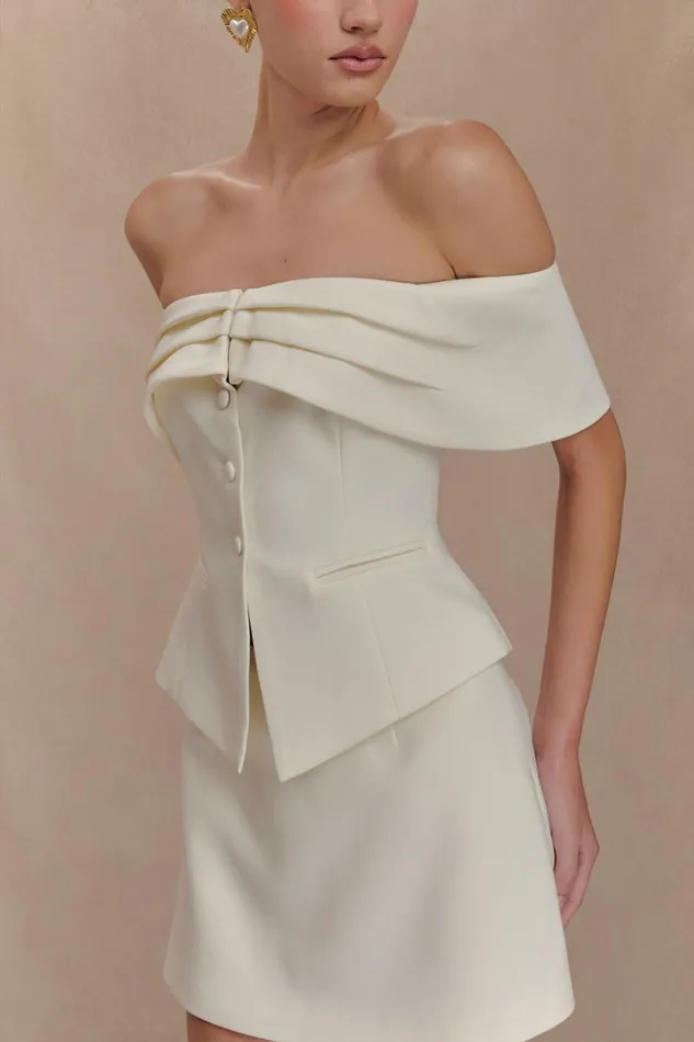 Women Meshki Tops Maxime Suiting Vest 8211 Ivory