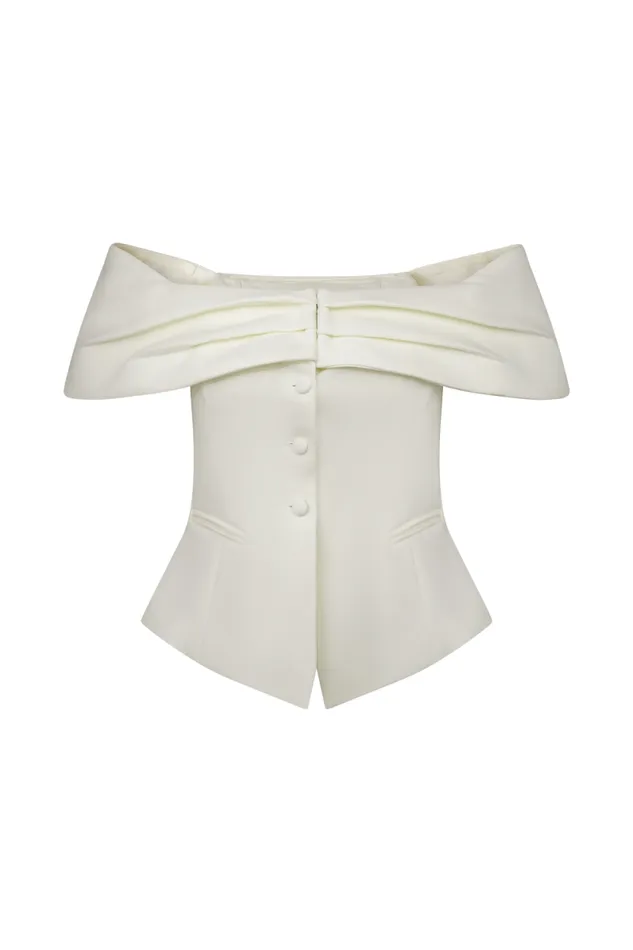 Women Meshki Tops Maxime Suiting Vest 8211 Ivory