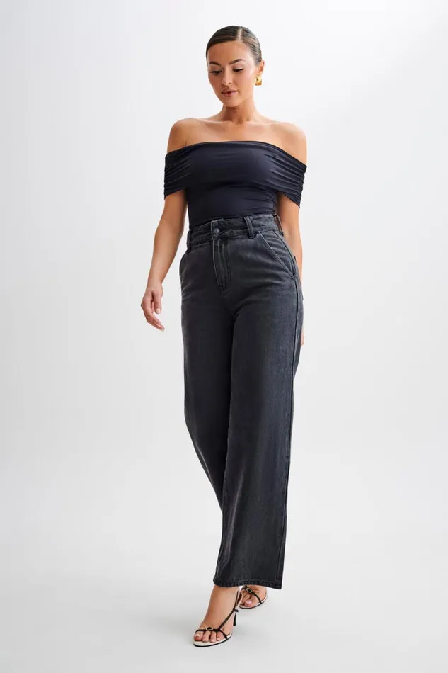 Women Meshki Tops Meena Recycled Nylon Off Shoulder Top 8211 Black