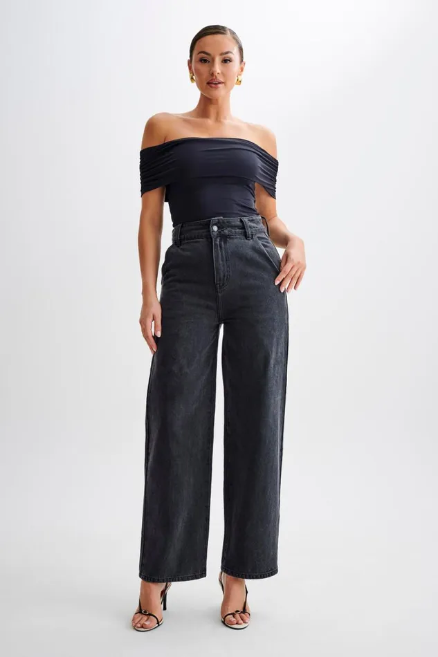 Women Meshki Tops Meena Recycled Nylon Off Shoulder Top 8211 Black