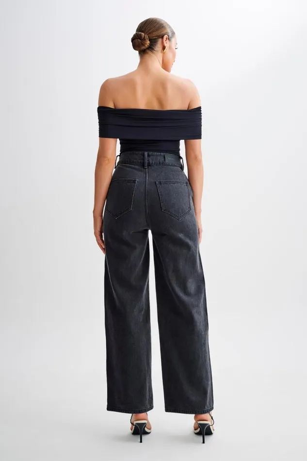 Women Meshki Tops Meena Recycled Nylon Off Shoulder Top 8211 Black