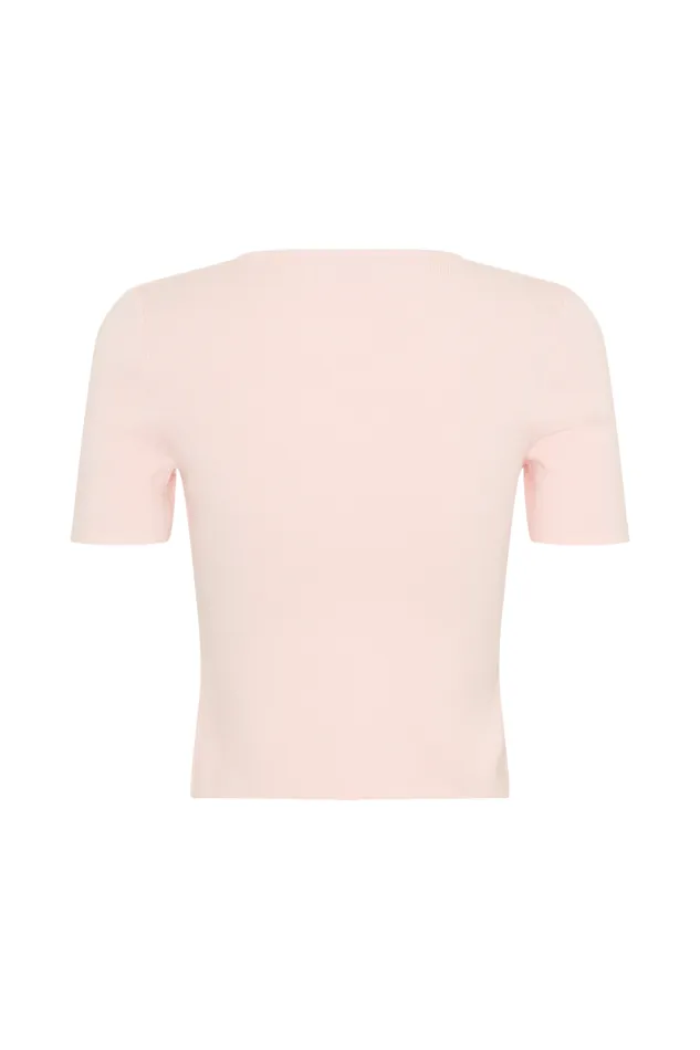 Women Meshki Tops Monroe Embroidered Knit Top 8211 Baby Pink And Ivory