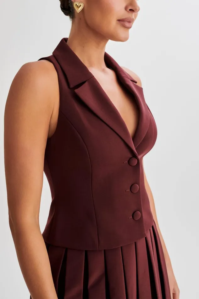 Women Meshki Tops Mura Suiting Vest 8211 Plum