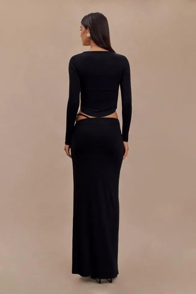 Women Meshki Tops Natalia Modal Buckle Long Sleeve Top 8211 Black