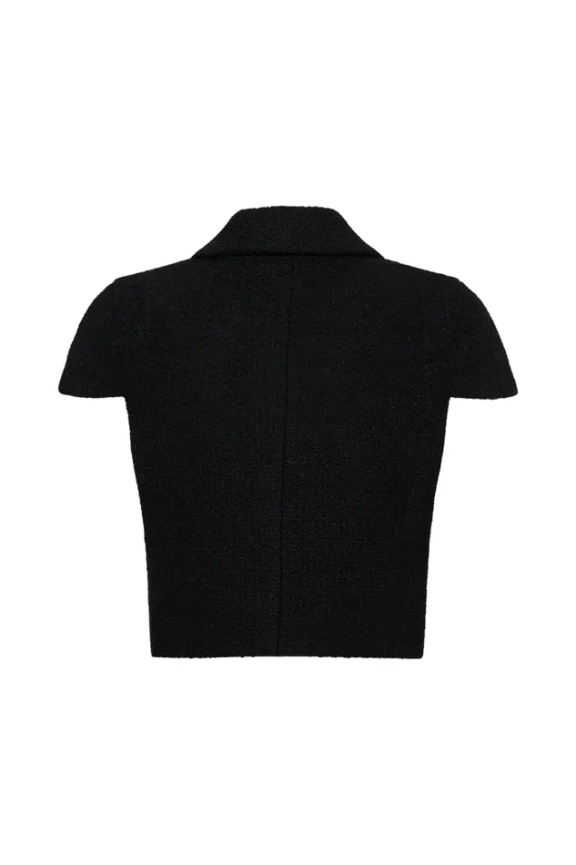 Women Meshki Tops Parisa Boucle Button Up Top 8211 Black