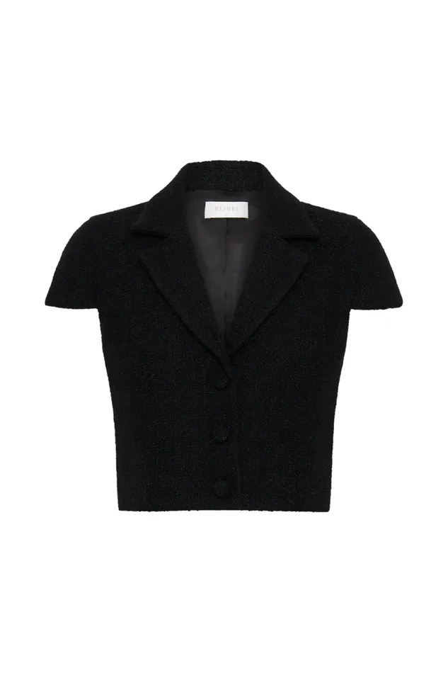 Women Meshki Tops Parisa Boucle Button Up Top 8211 Black