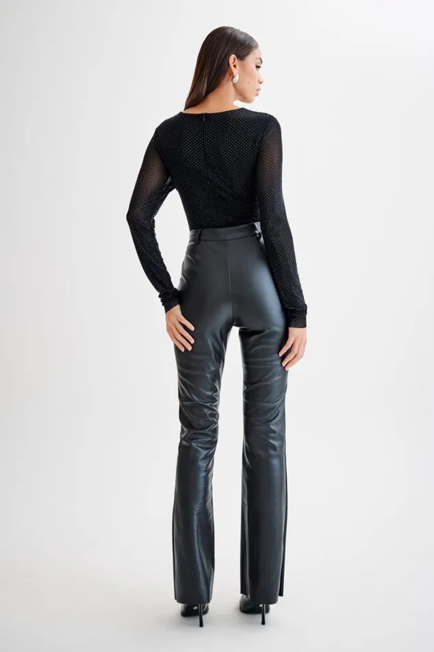 Women Meshki Tops Selma Long Sleeve Diamante Bodysuit 8211 BlackBlack
