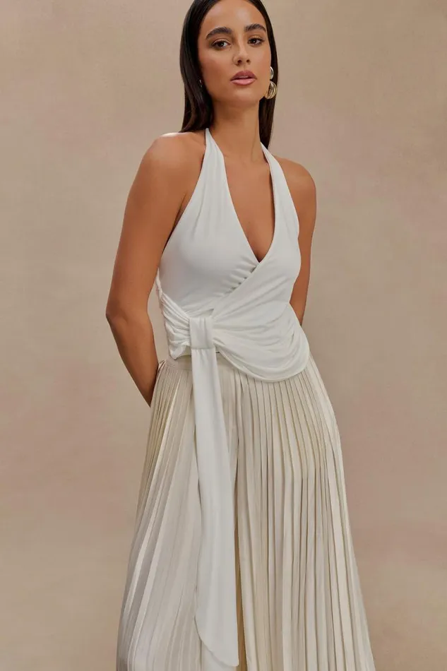 Women Meshki Tops Tyla Draped Slinky Halter Top 8211 White