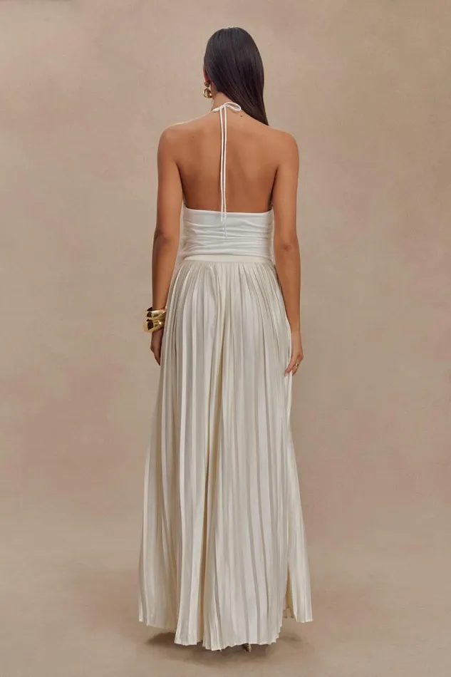 Women Meshki Tops Tyla Draped Slinky Halter Top 8211 White Women Meshki Tops Tyla Draped Slinky Halter Top 8211 White
