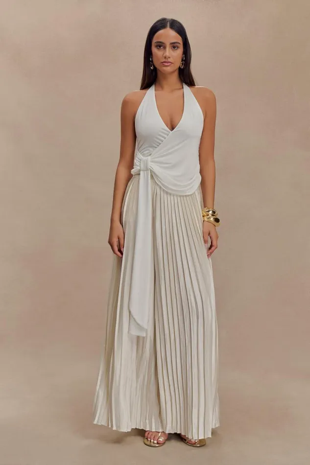 Women Meshki Tops Tyla Draped Slinky Halter Top 8211 White Women Meshki Tops Tyla Draped Slinky Halter Top 8211 White
