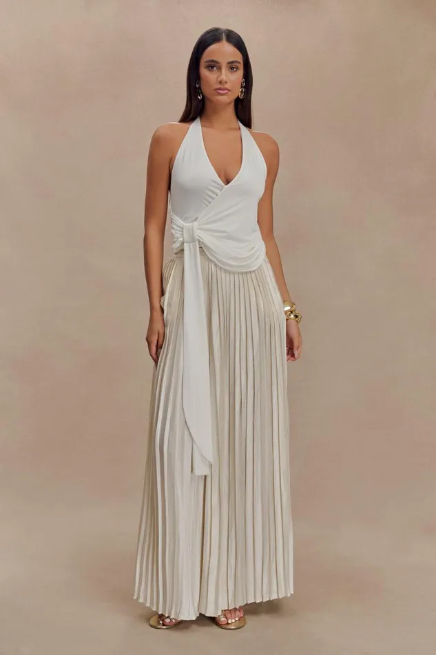 Women Meshki Tops Tyla Draped Slinky Halter Top 8211 White Women Meshki Tops Tyla Draped Slinky Halter Top 8211 White