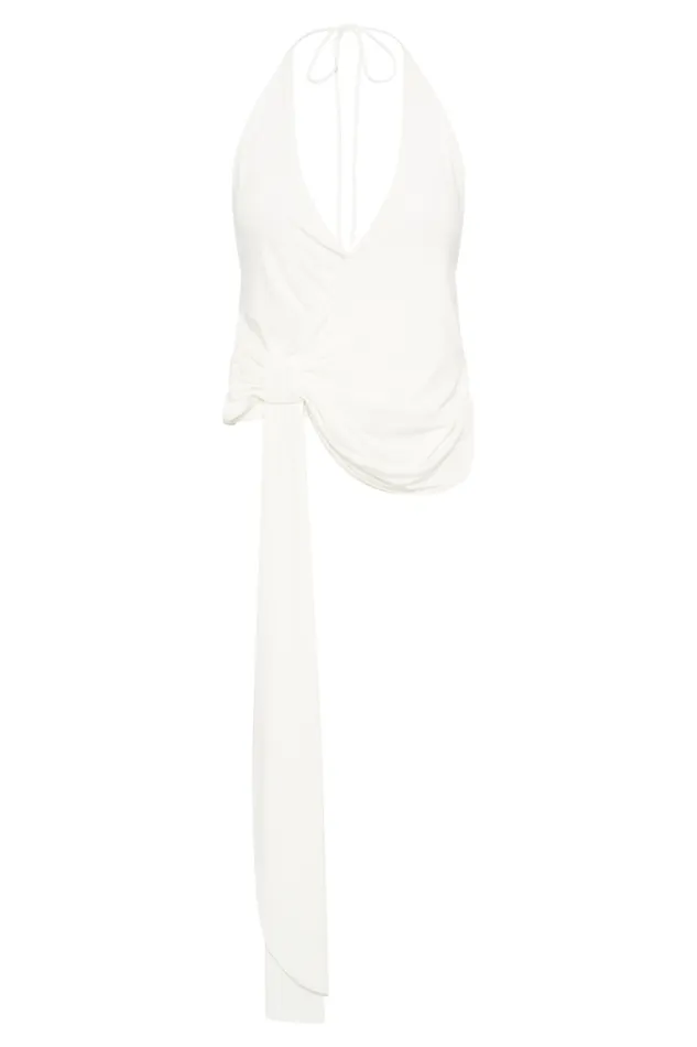 Women Meshki Tops Tyla Draped Slinky Halter Top 8211 White Women Meshki Tops Tyla Draped Slinky Halter Top 8211 White