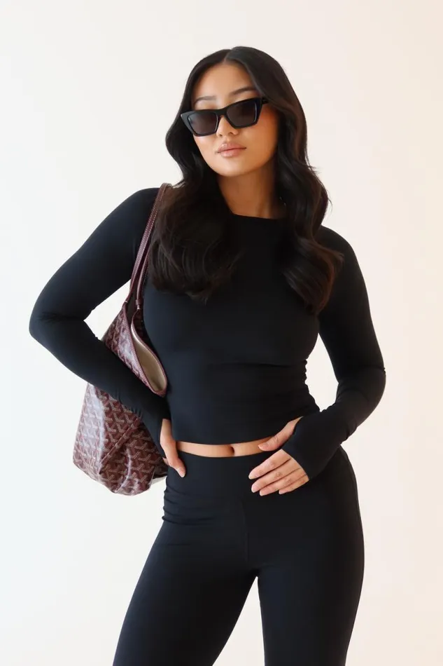 Women Meshki Tops Venus Long Sleeve Top 8211 Black