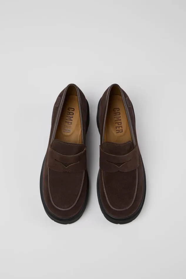 Women Milah Brown Nubuck Loafers Camper Formal Shoes