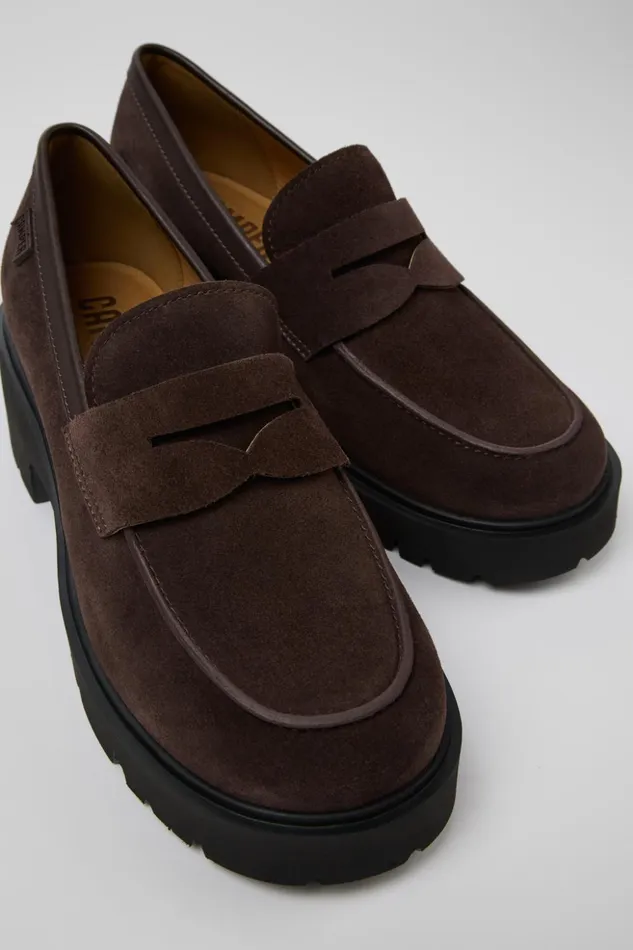 Women Milah Brown Nubuck Loafers Camper Formal Shoes
