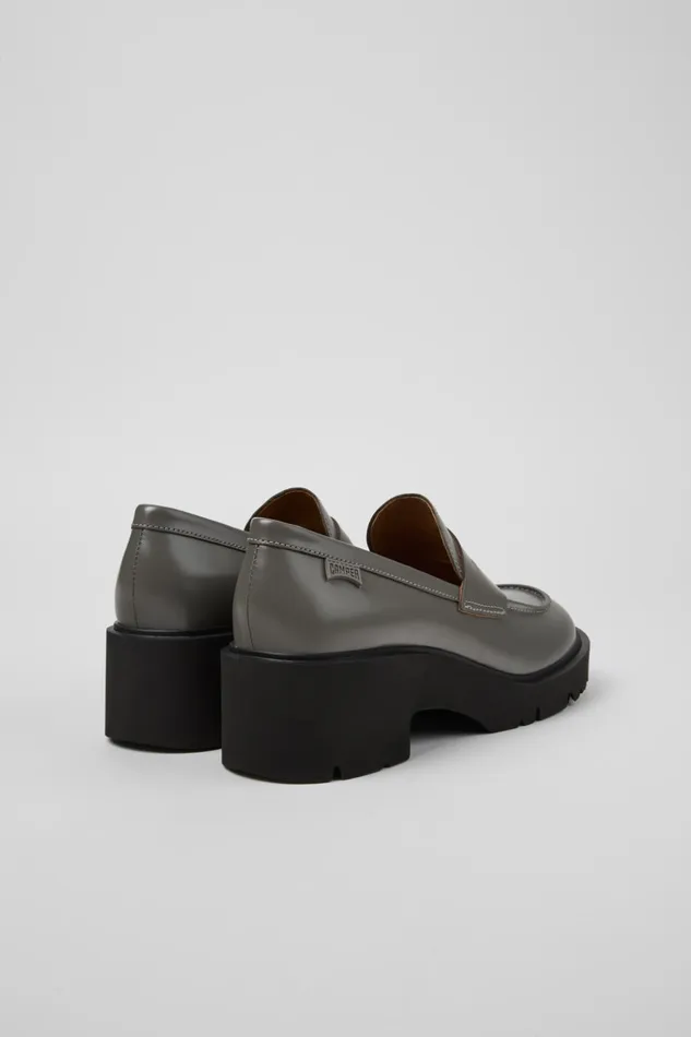 Women Milah Gray Leather Loafers Camper Formal Shoes