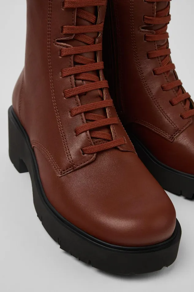 Women Milah Red Laceup Boots Camper Ankle Boots