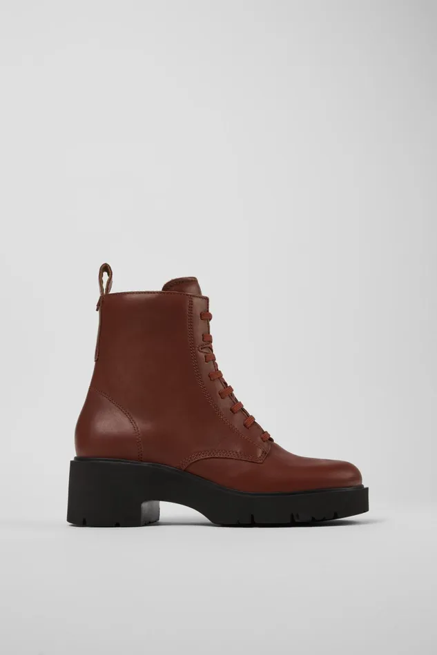 Women Milah Red Laceup Boots Camper Ankle Boots Women Milah Red Laceup Boots Camper Ankle Boots