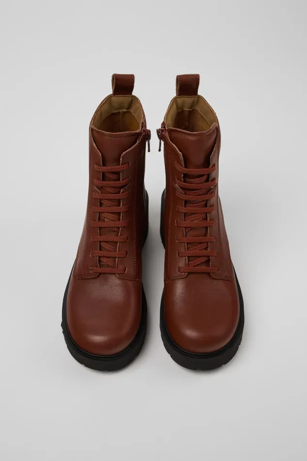 Women Milah Red Laceup Boots Camper Ankle Boots Women Milah Red Laceup Boots Camper Ankle Boots
