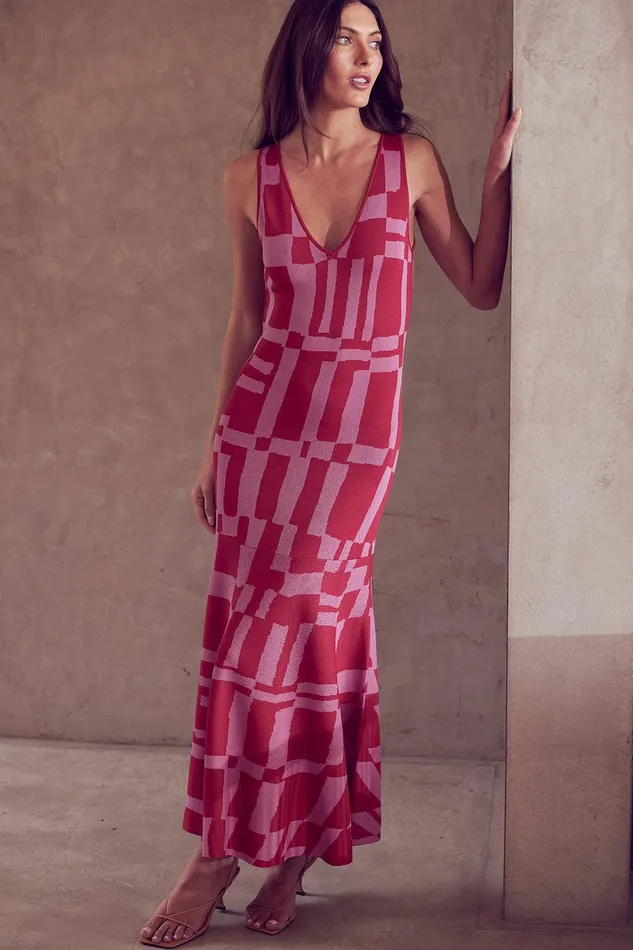 Women MISA Los Angeles Dresses BRENNA DRESS Pink and Red