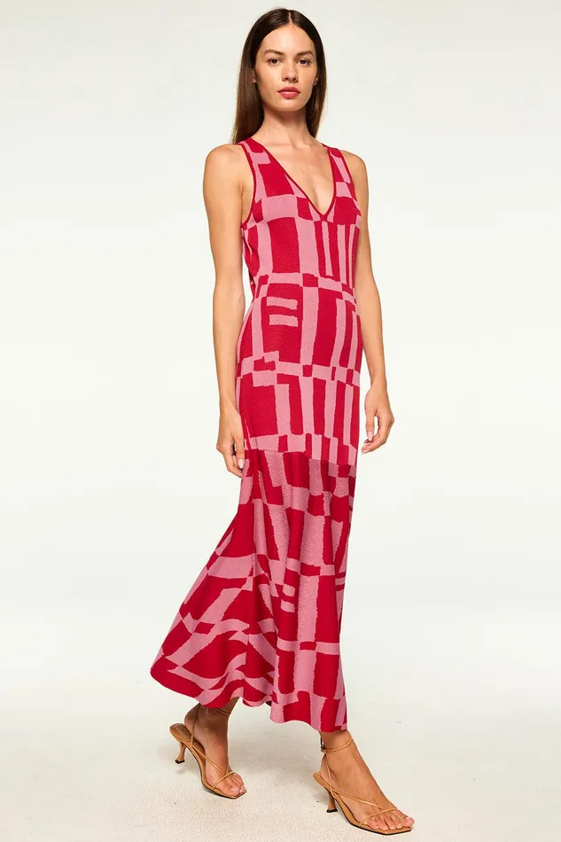 Women MISA Los Angeles Dresses BRENNA DRESS Pink and Red