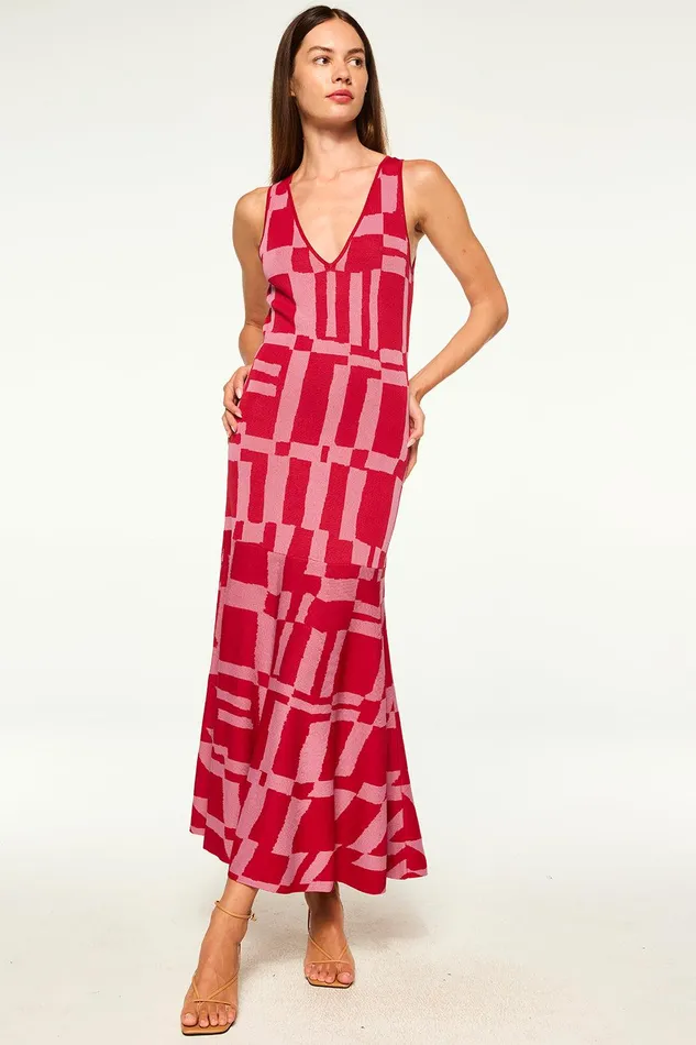 Women MISA Los Angeles Dresses BRENNA DRESS Pink and Red
