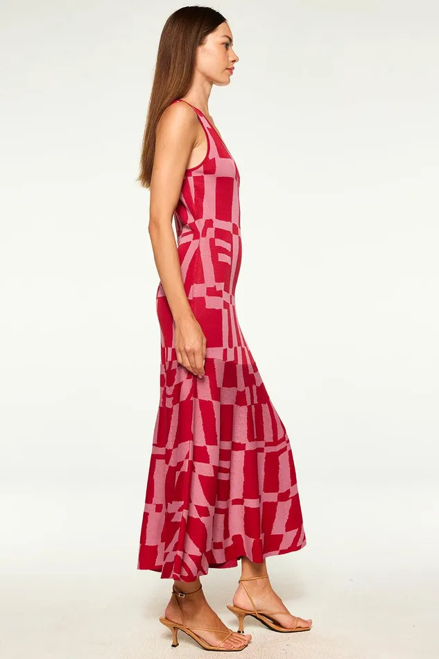 Women MISA Los Angeles Dresses BRENNA DRESS Pink and Red