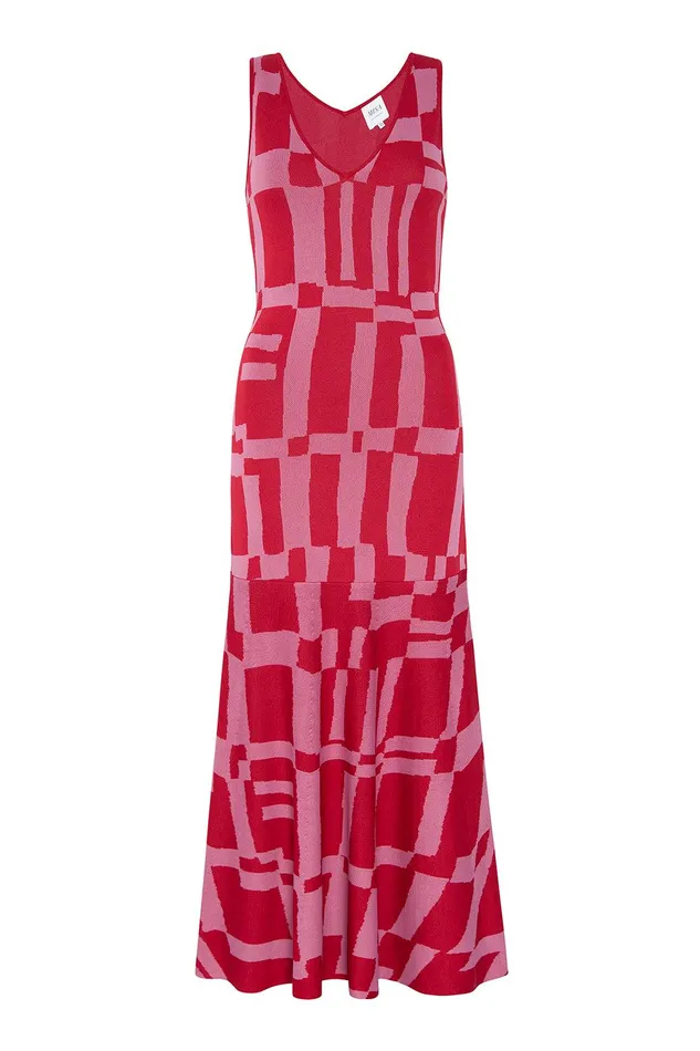 Women MISA Los Angeles Dresses BRENNA DRESS Pink and Red