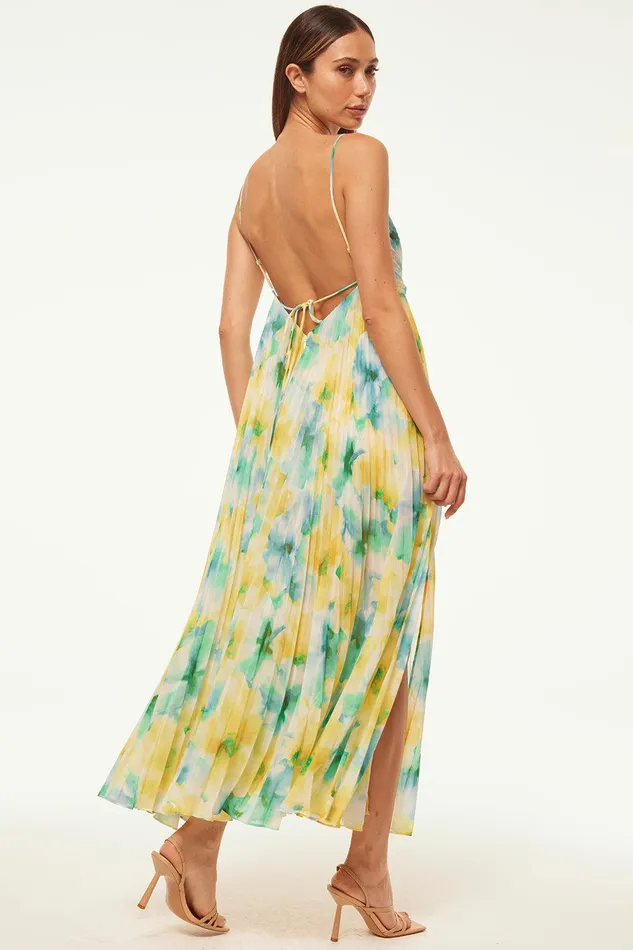 Women MISA Los Angeles Dresses GALETA DRESS Citron Watercolor