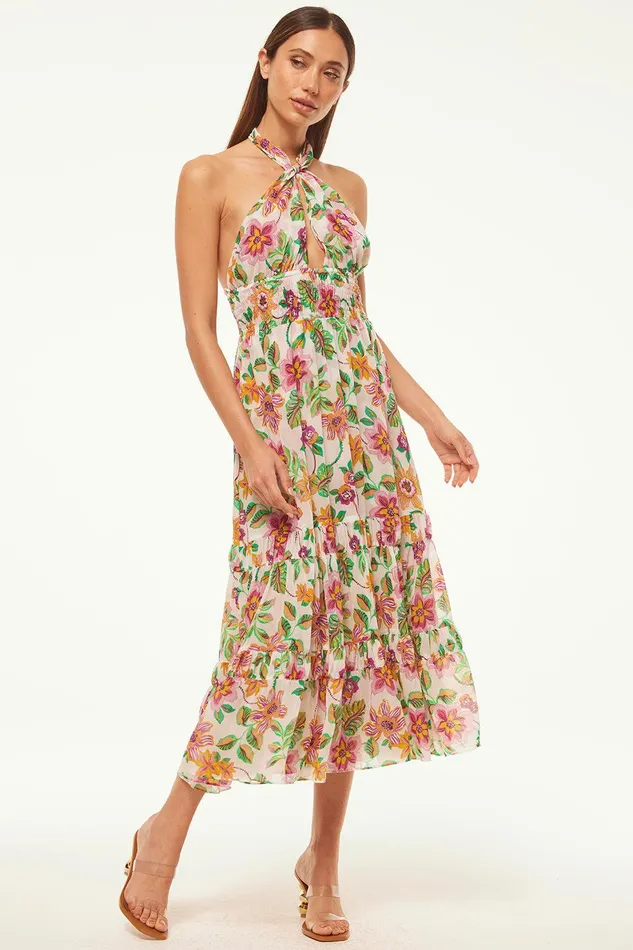 Women MISA Los Angeles Dresses KAROLINA DRESS Flora Exotica Chiffon