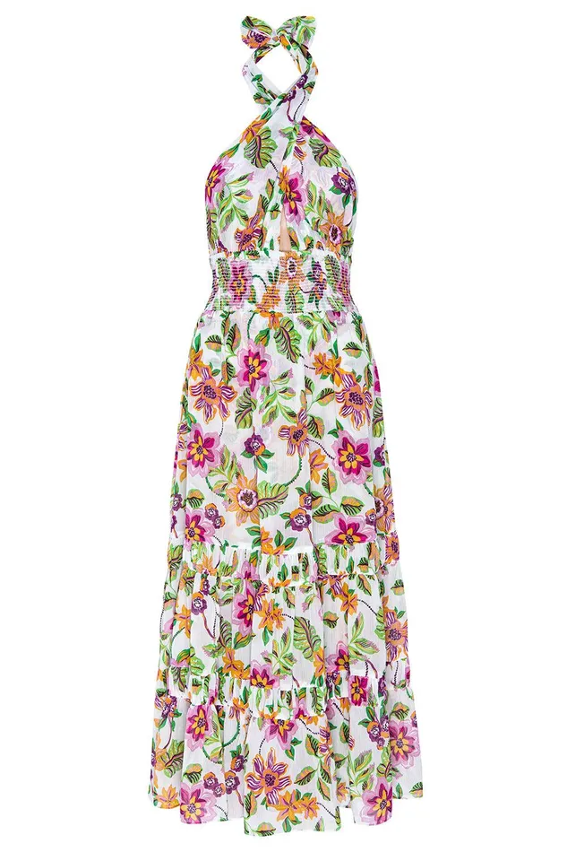 Women MISA Los Angeles Dresses KAROLINA DRESS Flora Exotica Chiffon