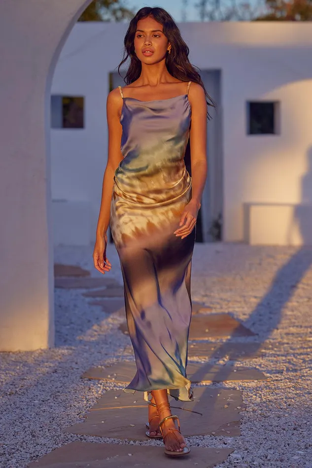 Women MISA Los Angeles Dresses LIVIA DRESS Cerulean Ombre