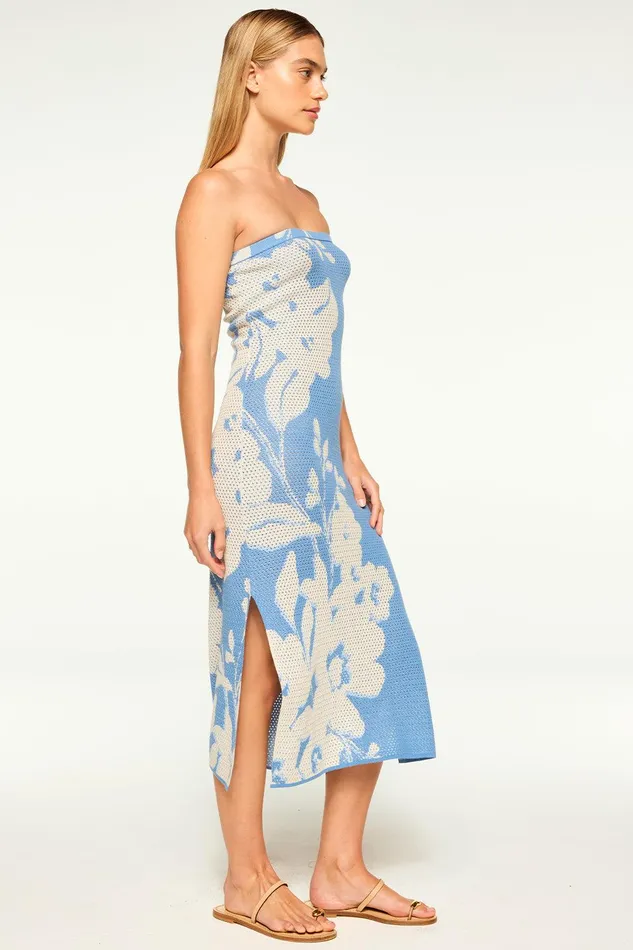 Women MISA Los Angeles Dresses MATTI DRESS Blue Hibiscus Flora