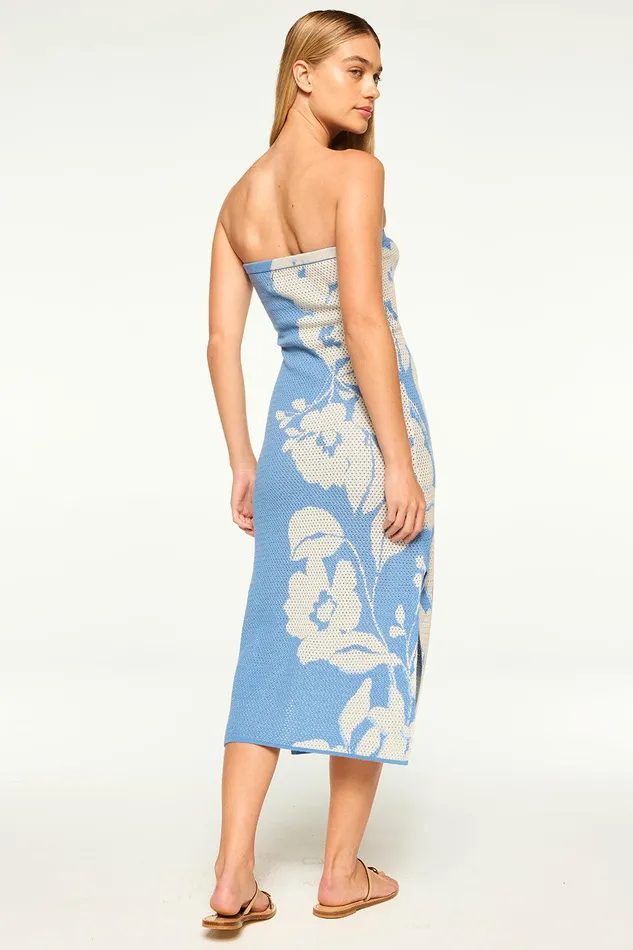 Women MISA Los Angeles Dresses MATTI DRESS Blue Hibiscus Flora