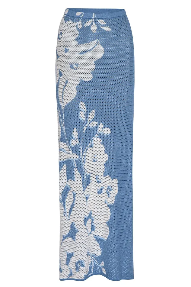 Women MISA Los Angeles Dresses MATTI DRESS Blue Hibiscus Flora