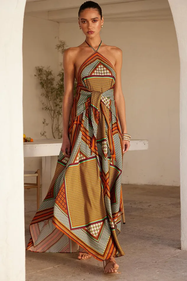 Women MISA Los Angeles Dresses RABAN DRESS Positano Scarf