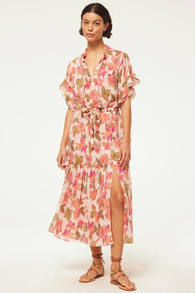 Women MISA Los Angeles Dresses RANJANA DRESS Sonoran Flora Chiffon