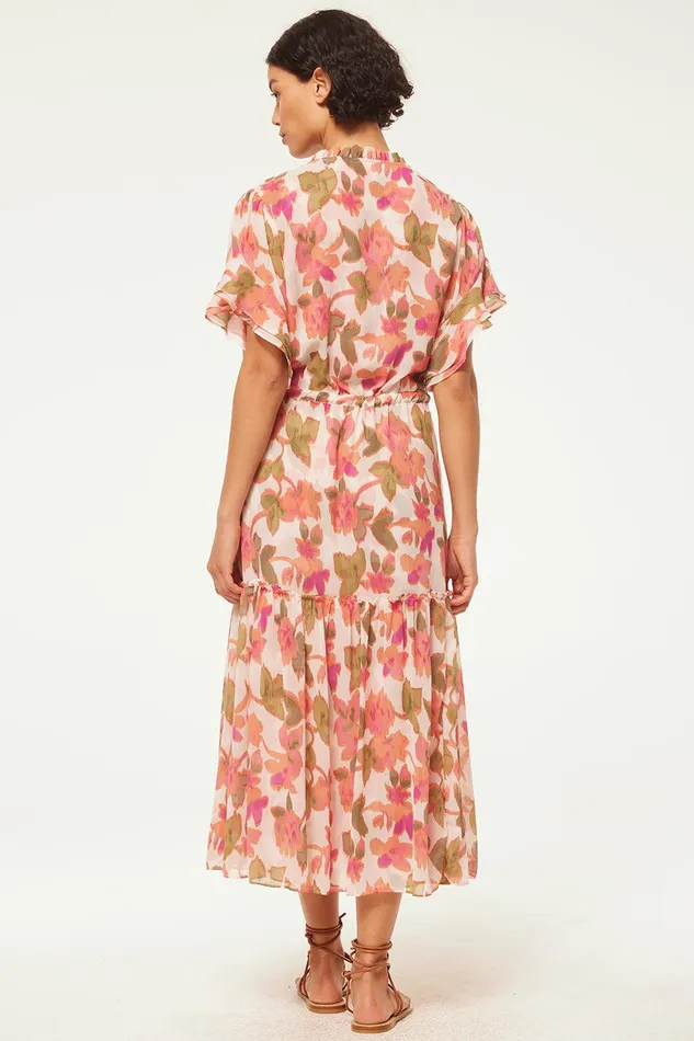 Women MISA Los Angeles Dresses RANJANA DRESS Sonoran Flora Chiffon