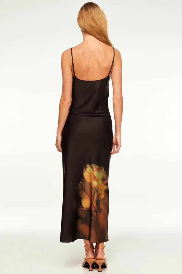 Women MISA Los Angeles Dresses ZIA DRESS Yellow Rose Satin
