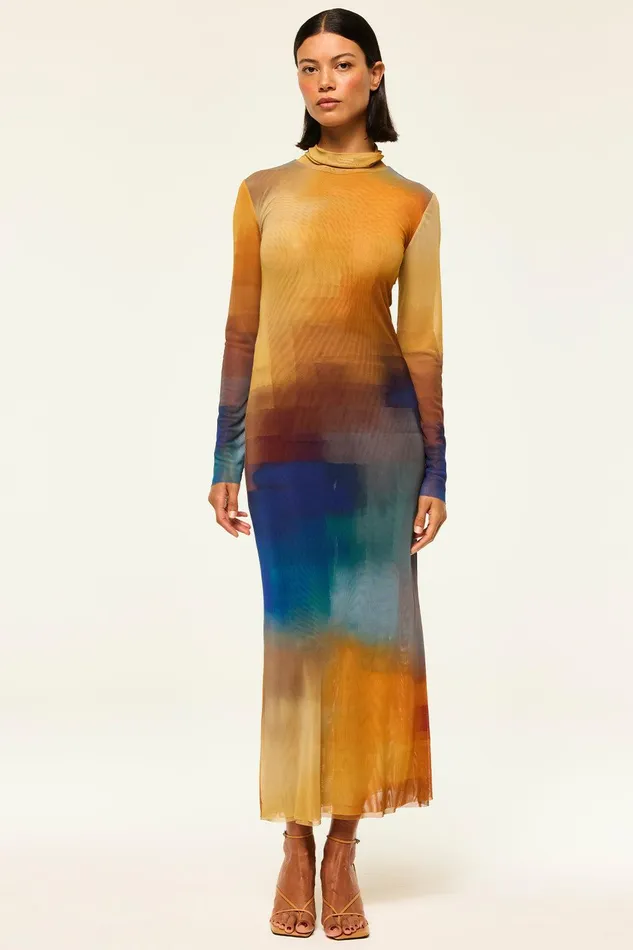 Women MISA Los Angeles Jersey and Mesh LIV DRESS Digital Ombre