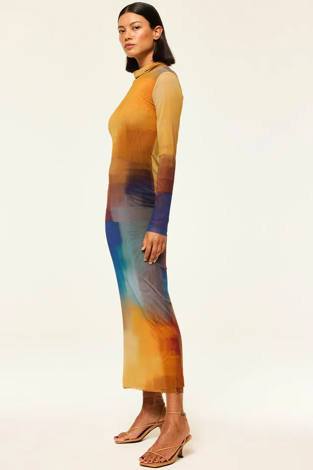 Women MISA Los Angeles Jersey and Mesh LIV DRESS Digital Ombre
