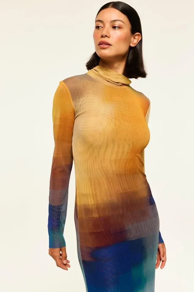 Women MISA Los Angeles Jersey and Mesh LIV DRESS Digital Ombre