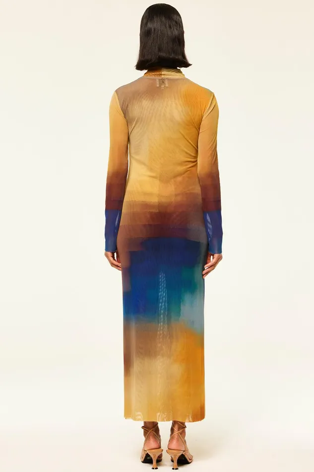 Women MISA Los Angeles Jersey and Mesh LIV DRESS Digital Ombre