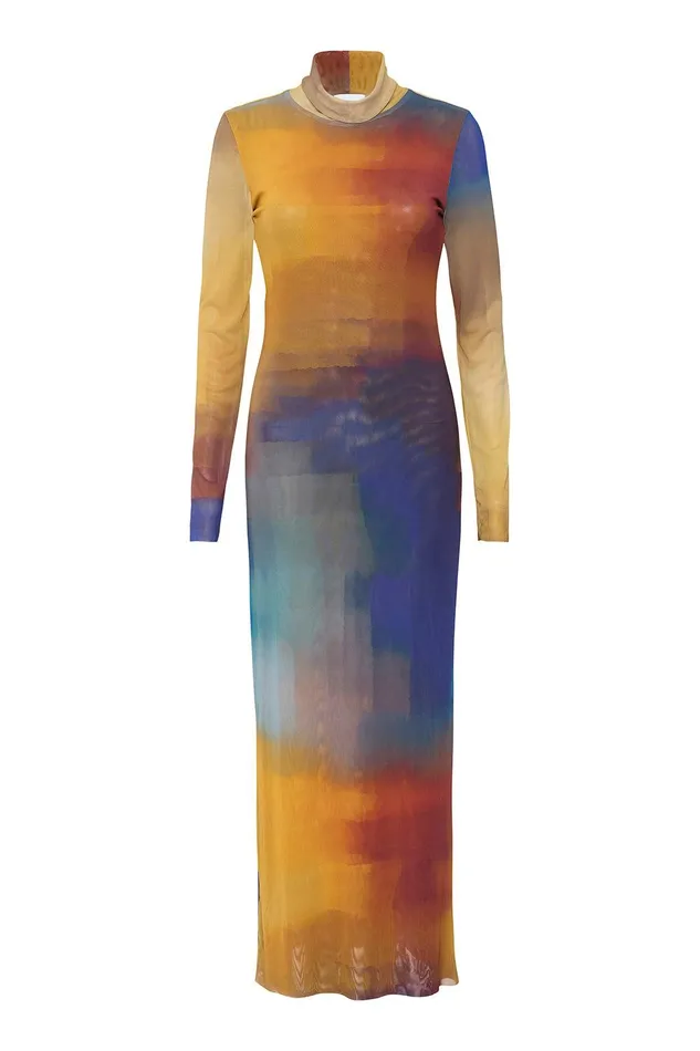 Women MISA Los Angeles Jersey and Mesh LIV DRESS Digital Ombre