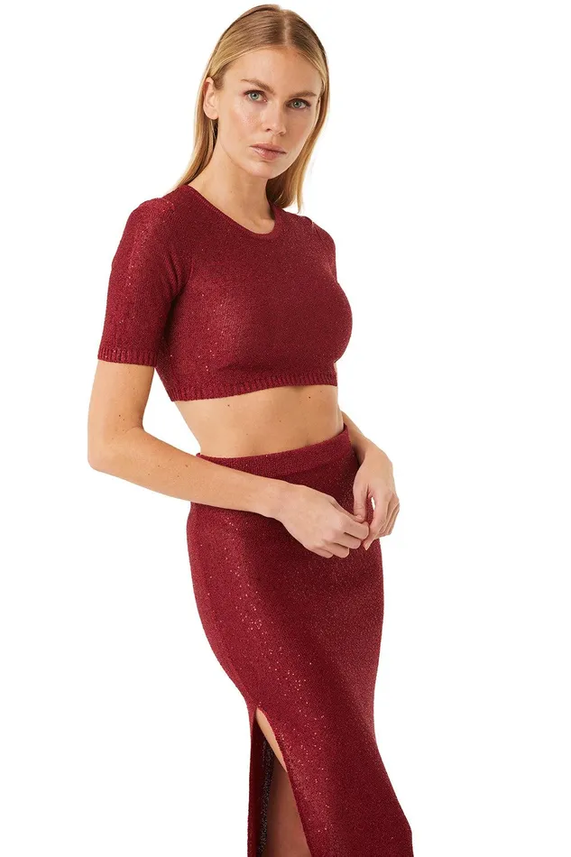 Women MISA Los Angeles Knits DARYA TOP Lipstick Red