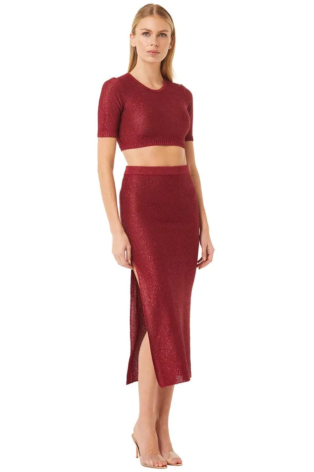 Women MISA Los Angeles Knits DARYA TOP Lipstick Red