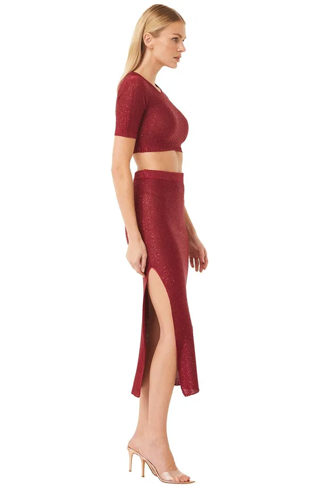 Women MISA Los Angeles Knits DARYA TOP Lipstick Red