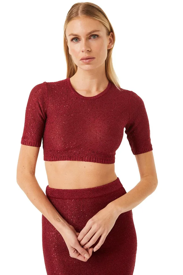 Women MISA Los Angeles Knits DARYA TOP Lipstick Red