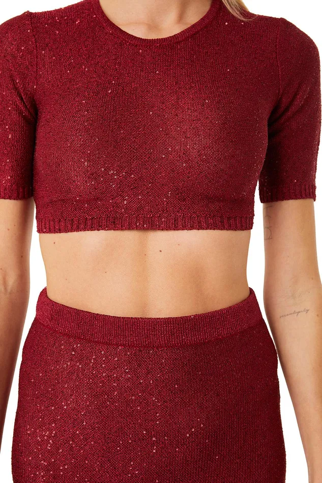 Women MISA Los Angeles Knits DARYA TOP Lipstick Red
